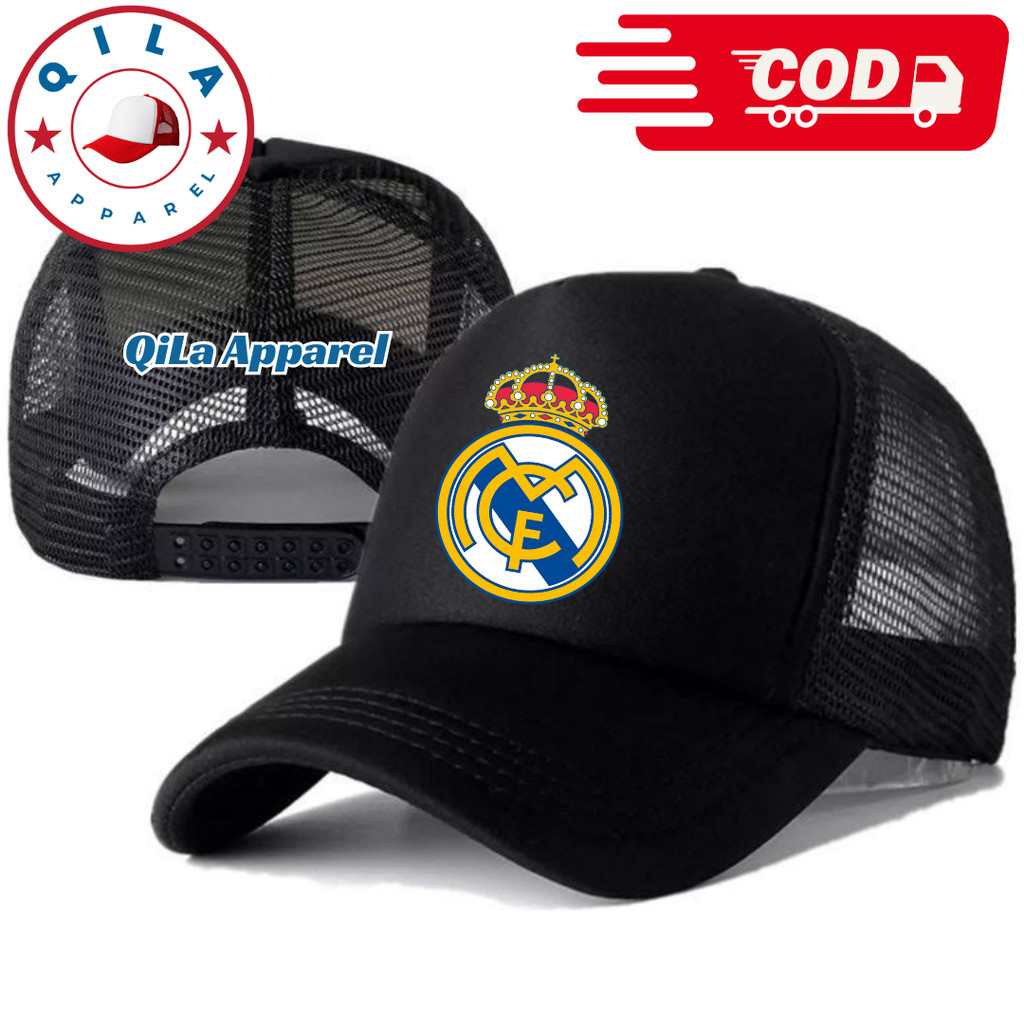 QiLa Apparel Topi Trucker REAL MADRID - Topi Distro REAL MADRID Logo - Topi REAL MADRID Premium - To