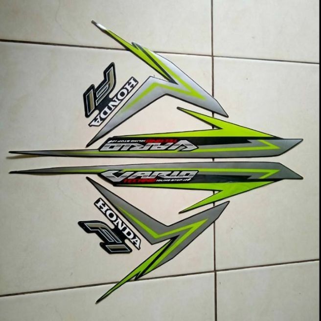 STIKER STRIPING LIS LES BODI VARIO TECHNO 125 LED 2016 WARNA HITAM CORAK HIJAU
