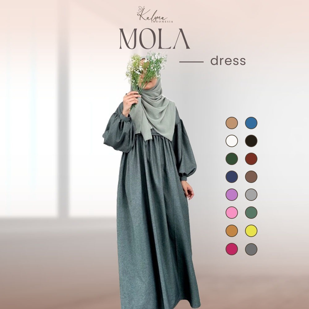 Abaya Turki Kekinian (Bisa Custome Size dan PILIH WARNA )Mola Dress by Kaluna Indonesia // Gamis Kat