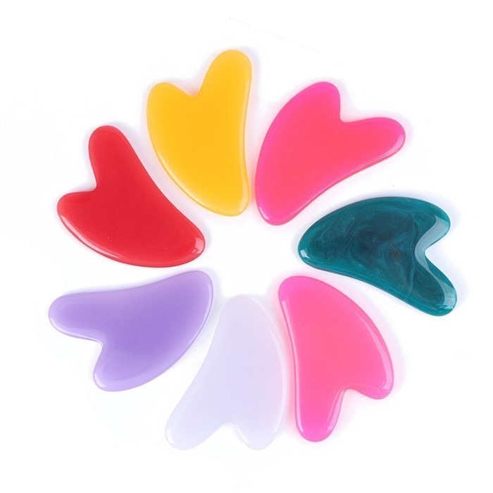 Guasha Alat Pijat Tubuh Wajah Muka Rahang Kepala Mata Pundak Batu Resin Kerokan Gua Sha Massage Facial Scrapper Obsidian Jade Face Jawline