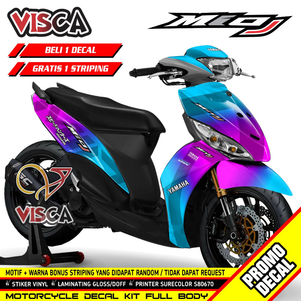 Decal Mio J Full Body - Stiker Mio J Variasi Full Body - Striping Mio J Variasi Keren - Decal Hologr