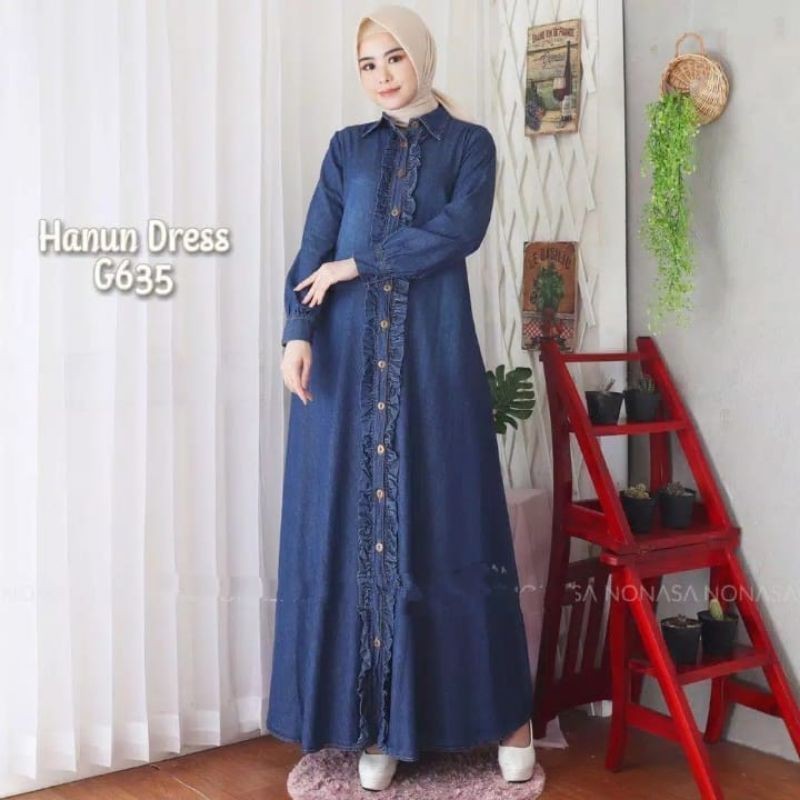 Gamis jeans/gamis jeans terbaru 2021/Dress Denim wanita/gamis jeans jumbo//BAJU WANITA MODEL BARU / 