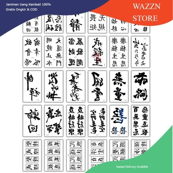 Tatto Temporer Cina/Kanji 15 Ribu Dapet 5 lembar(Random)