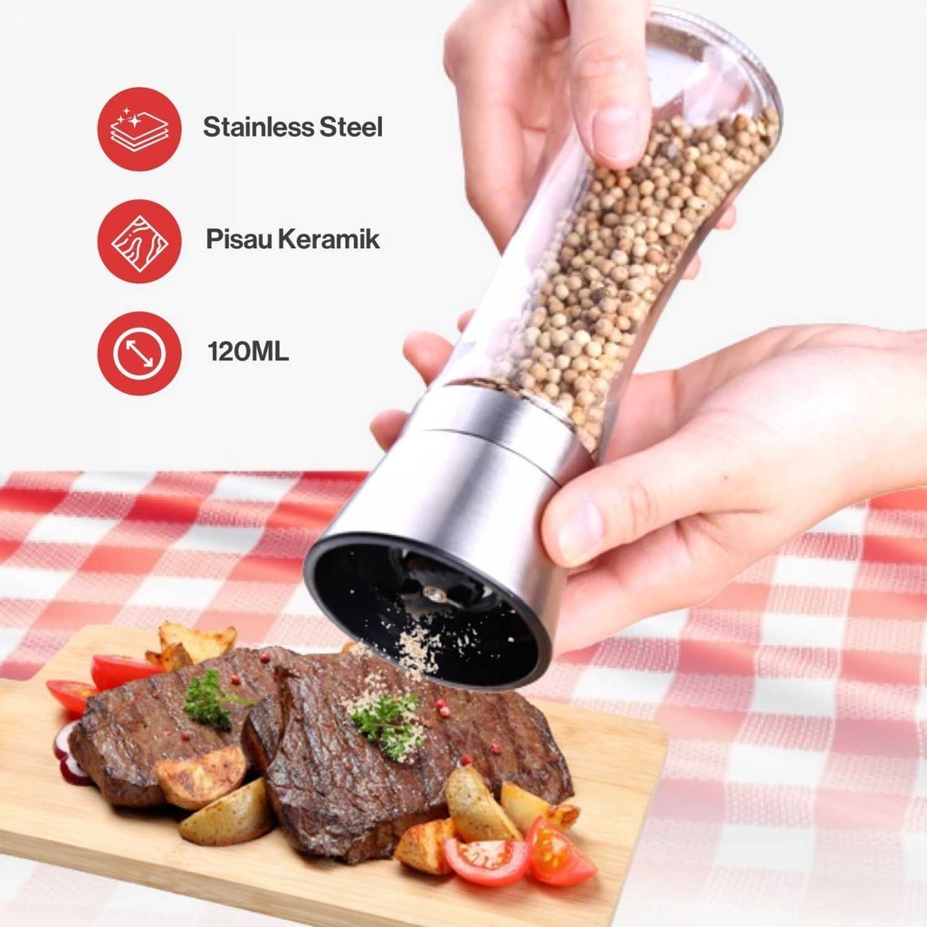 Leten Alat Penggiling Biji Lada Spices Pepper Mill Grinder 120ml