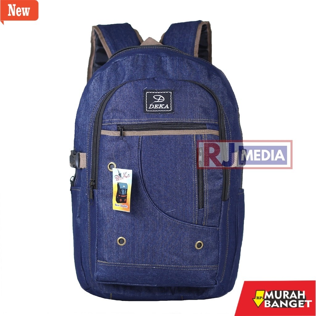 Tas Ransel Pria Kekinian [COD]  Tas Ransel Pria Kanvas Denim Bahan Kanvas Denim Stylish Sporty Tas P