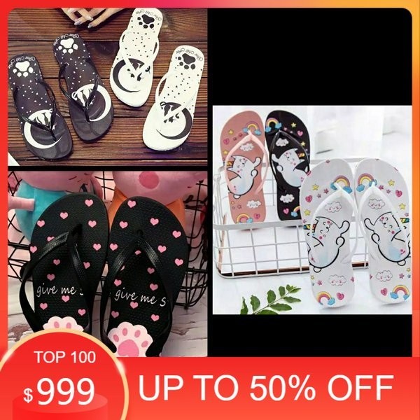 NEW - Sandal Jepit Meow Wanita Pria - Sendal Jepit Kucing Cewek Cowok - Sandal Jelly Spon Murah Lucu