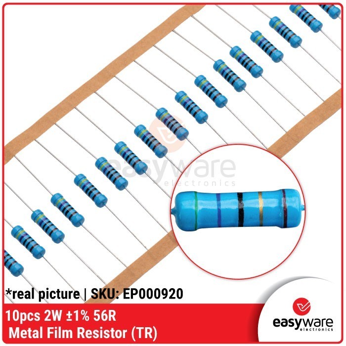 DC99 10pcs Resistor 56 Ohm 2W 1% Metal Film Resistor 56R Ohm 2 Watt