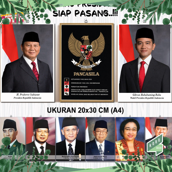 KORODECO Pajangan Foto Prabowo Gibran Presiden dan Wakil Presiden Pancasila