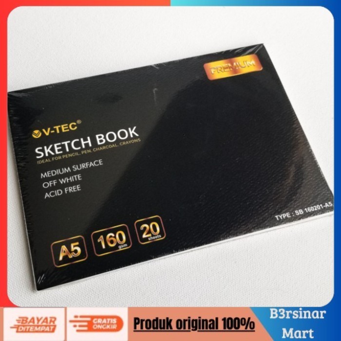 

[KUALITAS TERBAIK] SKETCH BOOK V-TEC A5 160 GSM OFF WHITE 20 SHEETS SB-160201/A5