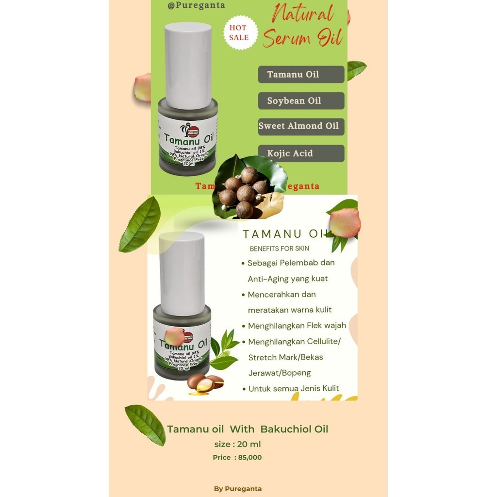 Tamanu Oil Bakuchiol Serum Penghilang Bekas Luka Jerawat Bopeng Keloid