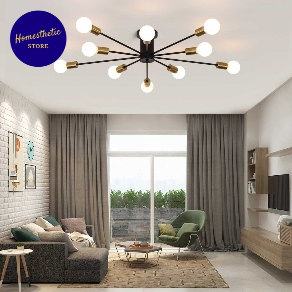 Fitting Lampu Gantung Hias Plafon LED Minimalis Retro Vintage Cabang 6 8 10 Ceiling Lights Modern Un