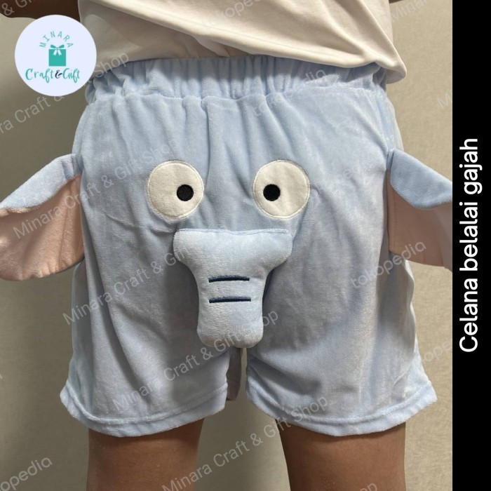 Celana pendek belalai gajah unisex all size unik boxer short wanita  CAS