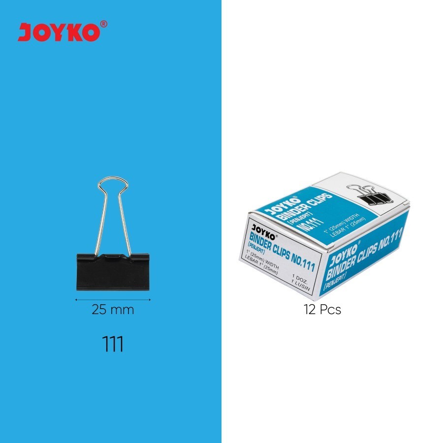 

Penjepit Kertas/Binder Clip No.111 Joyko Binder Klip | Klip Kertas