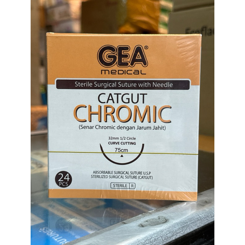 Jarum Metric GEA 3/0 CATGUT CHROMIC Jarum 3 metric / benang plus jarum