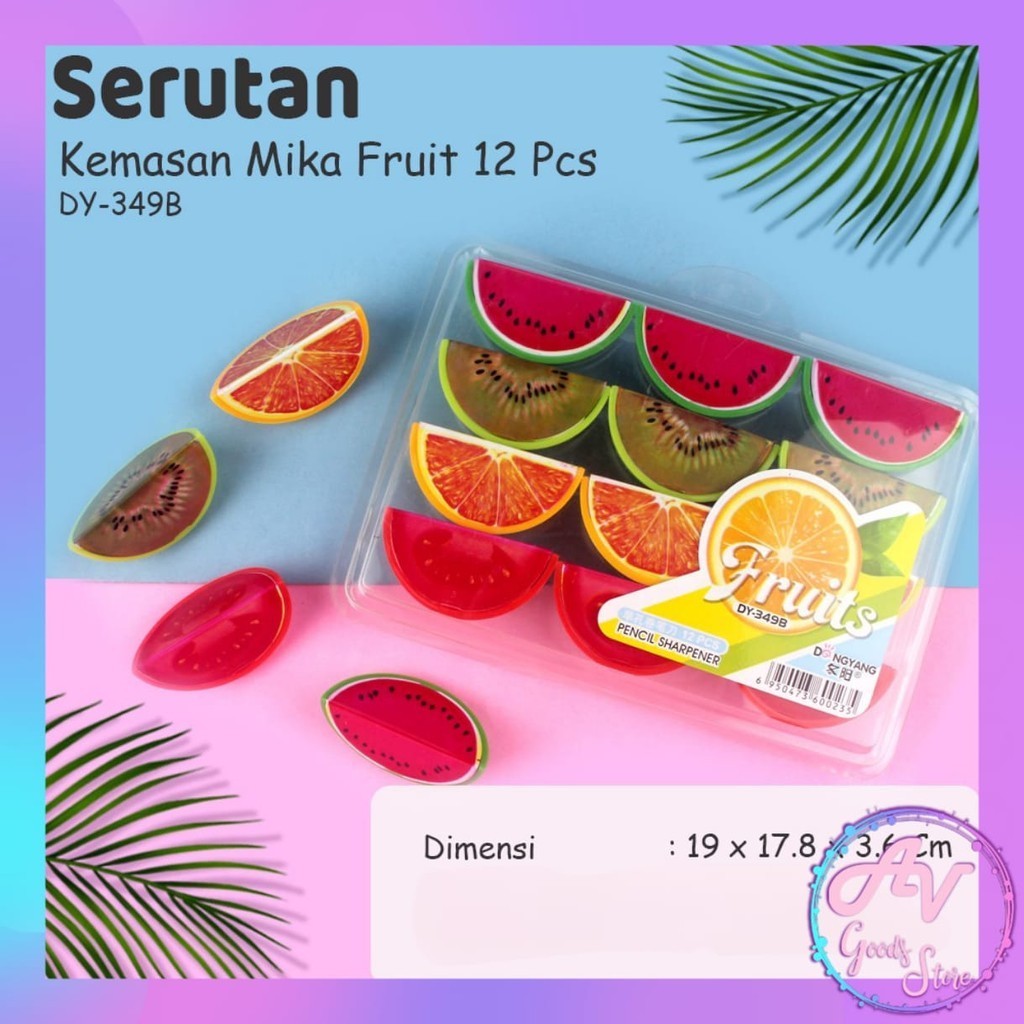 

1Pak Rautan Mika Buah DY-349B isi 12pcs / Serutan Pensil Fancy Bentuk Buah