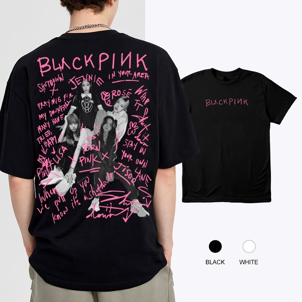 original design BLACKPINK SHIRT - SHUT DOWN High quality cotton T-shirt Fashion singer girl group  c