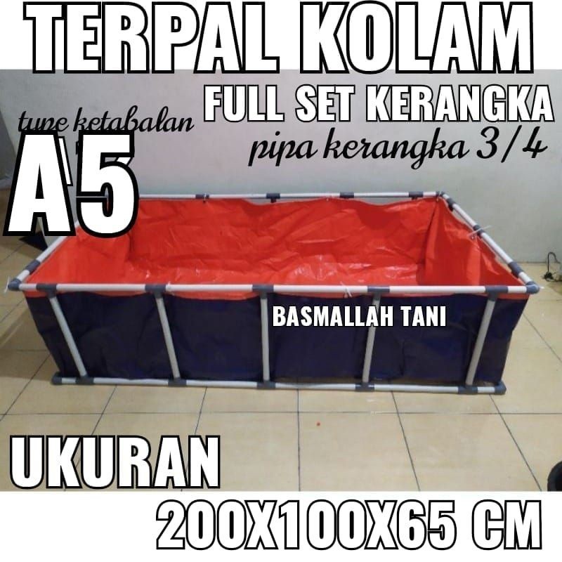 PROMO full set terpal kolam ikan 200x100x65 type A5 fullset beserta kerangkanya