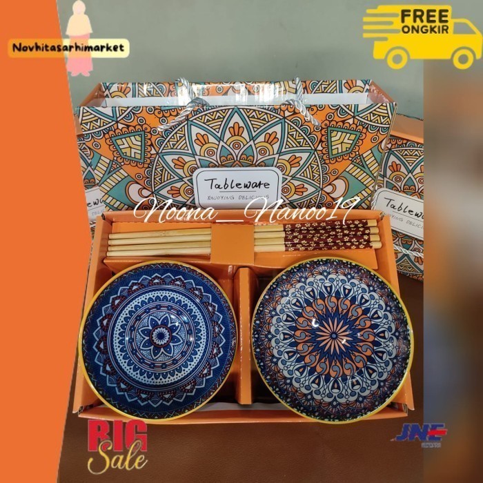 ✨LARIS✨ -BOHEMIAN Hampers Japanese Bowl Set Mangkok Keramik Mangkuk Jepang - 2 Set (B)