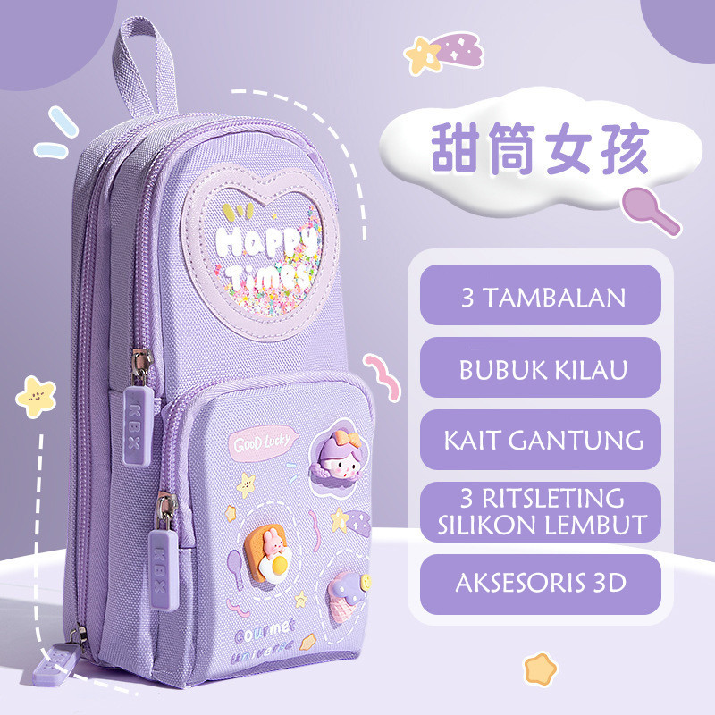 

ATH GAGALU Tempat Pensil Kartun Besar Pencil Case Tempat Pensil Dekoratif Berkarakter Gemerlap