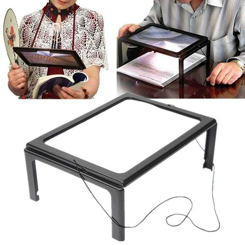 

Kaca Pembesar Bentuk Meja untuk Baca Magnifier with 4 LED 3X Kaca Pembesar Baca dengan 4 LED 3X