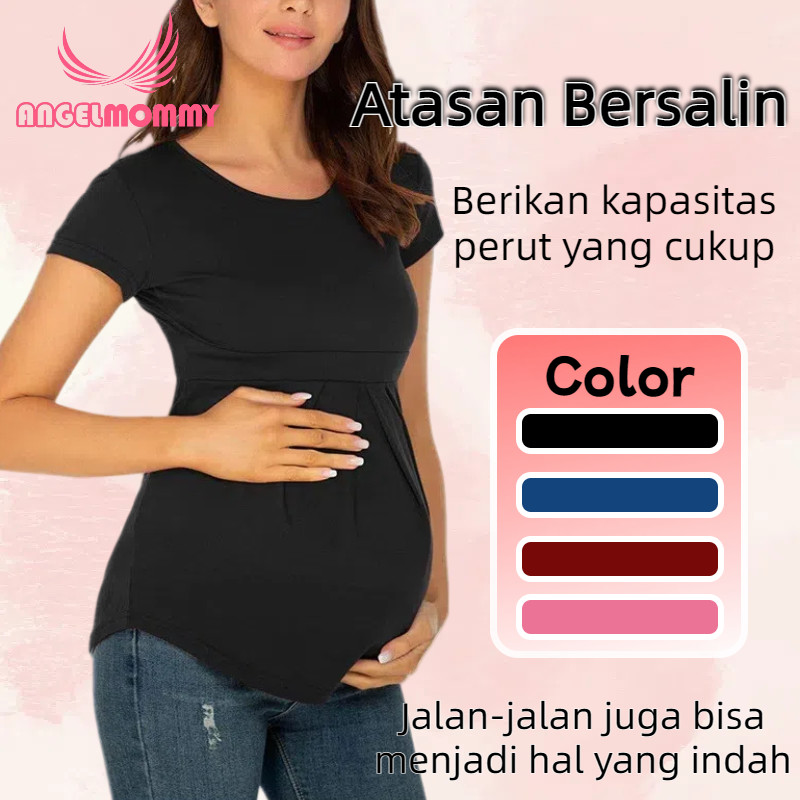 Baju Hamil Kaos Harian Atasan Jumbo Ibu Kaos Polos Big Size Lengan pendek Atasan Pakaian Wanita 1565