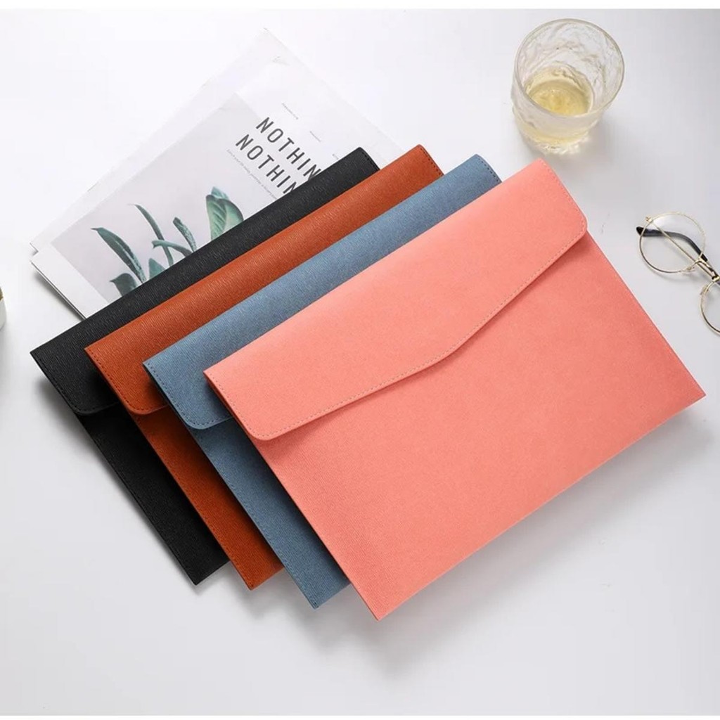 

A4 File Pocket Dustproof Documents Pouch Business PU Leather File Bag Large Capacity File Folder School Office Stationery