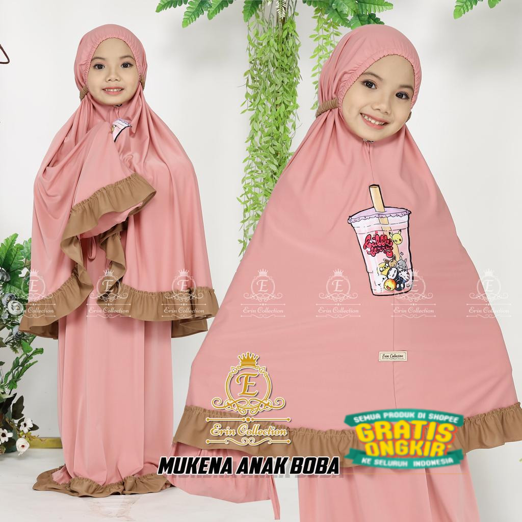 MUKENA ANAK KARAKTER BOBA / MUKENA ANAK BOBA/ sage hijau tosca