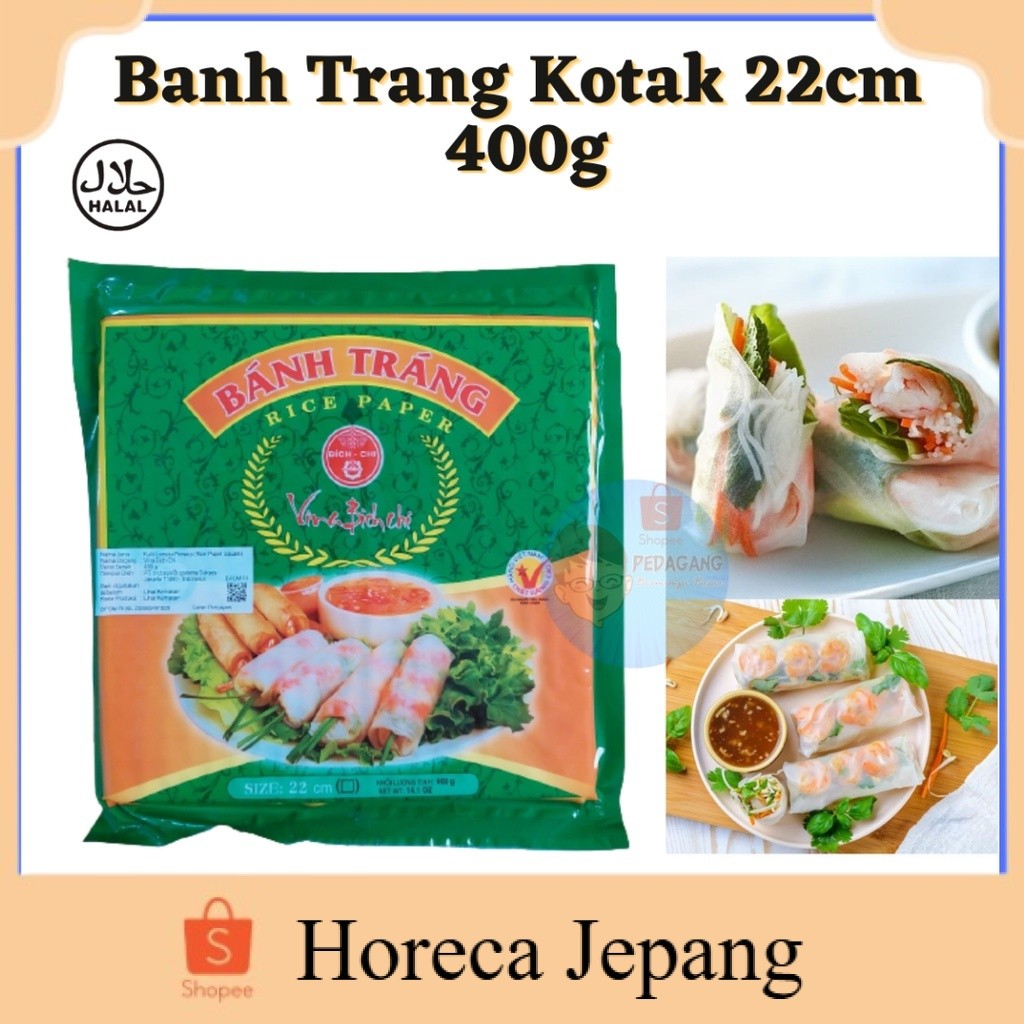 

Banh Trang Rice Paper 400gr 22cm KOTAK | Kulit Lumpia Vietnam Kotak| Rice Paper Kotak/ Banh trang kotak 22cm