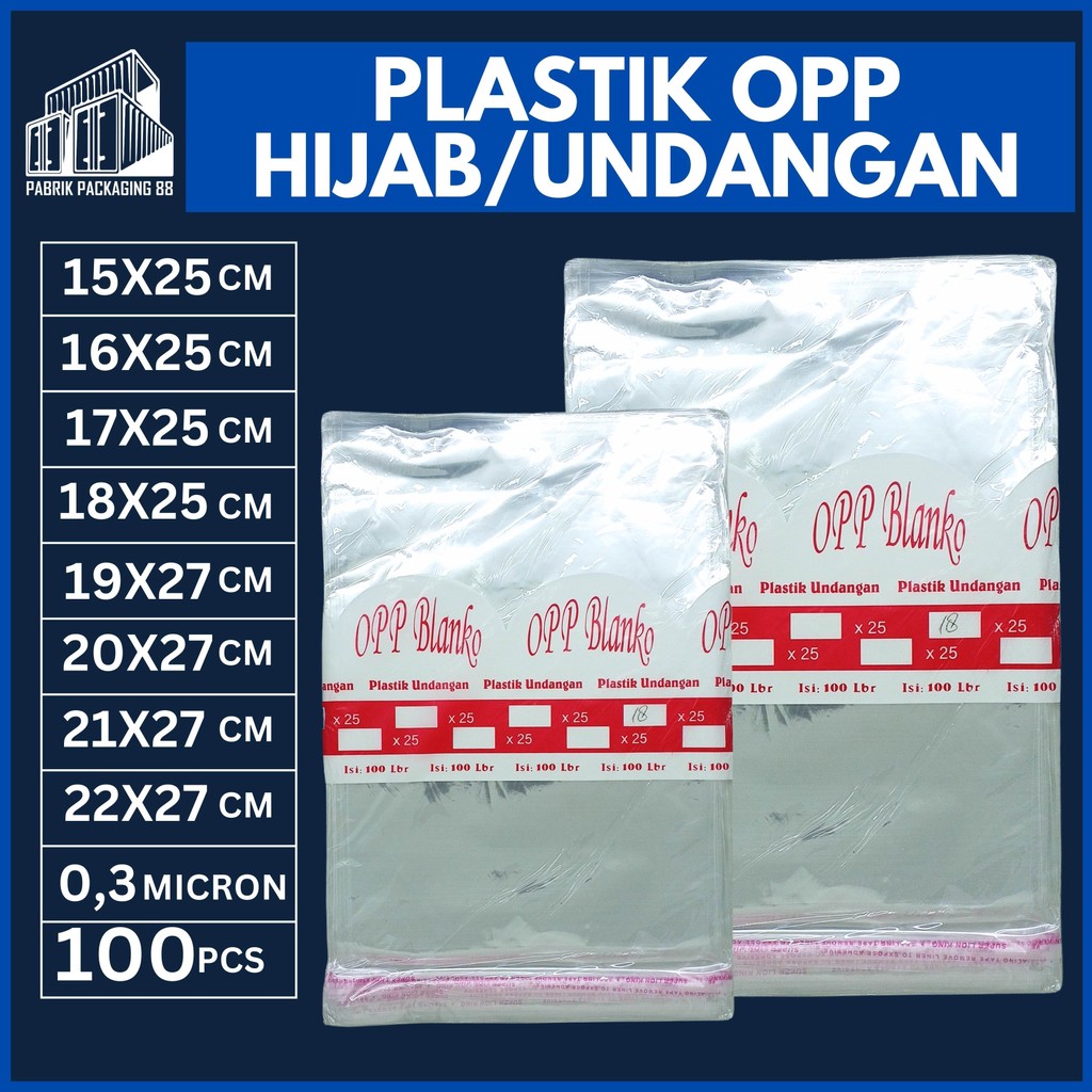 

Plastik OPP Blanko Undangan Hijab Syal Kemasan OPP Lem Seal Bening Isi 100 Tebal Transparan