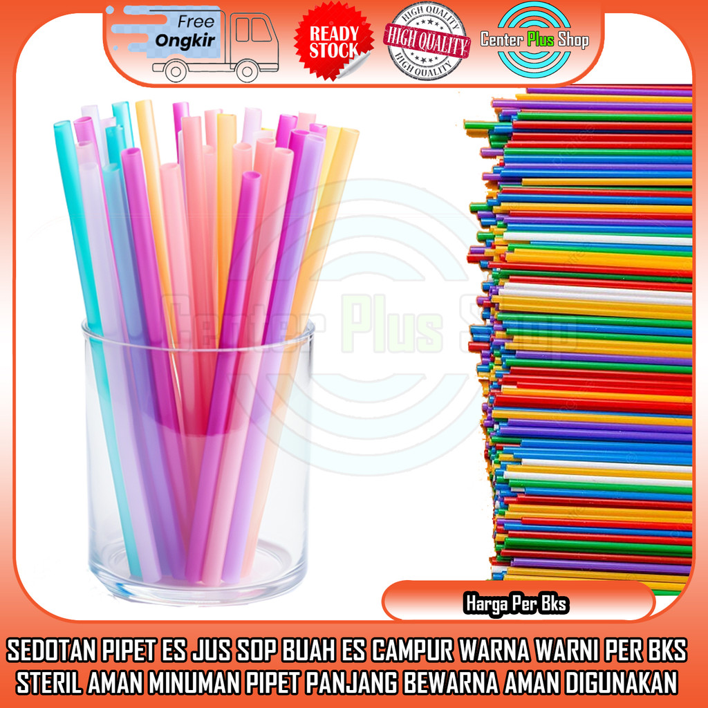 Sedotan Plastik Warna Jus Es Dogan Cincau Sedot Minuman Pelastik Panjang Per Pack Warni Bungkus Ster
