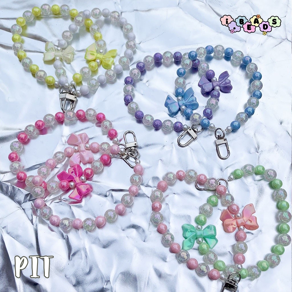 Beads Strap Gantungan Handphone Ribbon (PIT) Gantungan HP bracelet gelang / Lanyard HP estetik / Pho