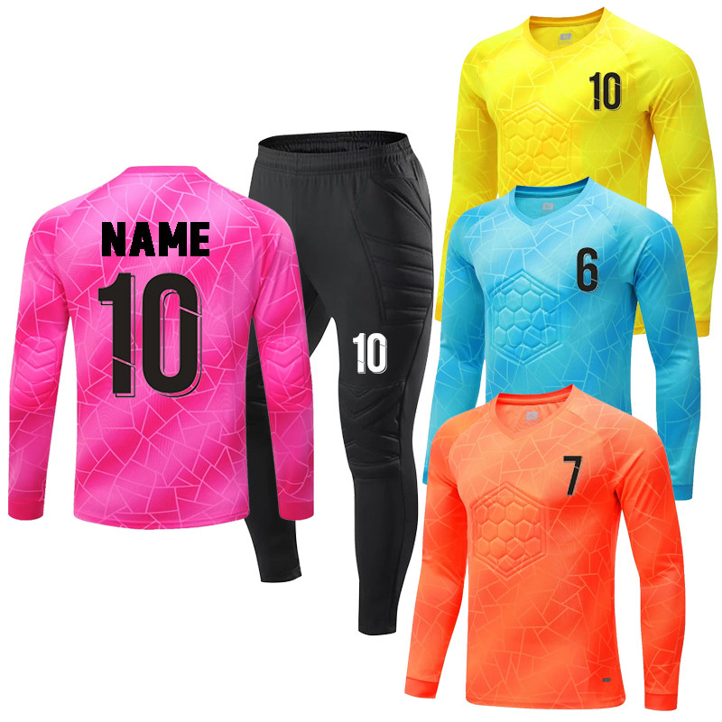 Men Kid 2023 Soccer Goalkeeper Uniform Protective Sponge Long Sleeve Football Training Goalkeeper To