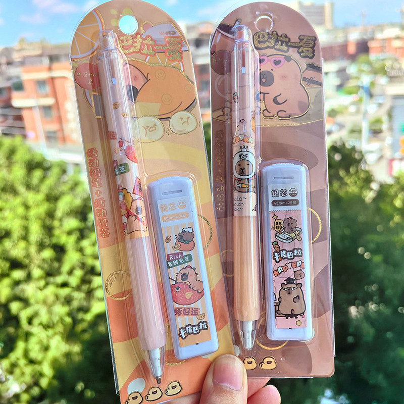 

Cartoon Cute Capybara Mechanical Pencil Set Student Stationery Kawaii Pressing Automatic Pencil Set School Office Supplies Gift