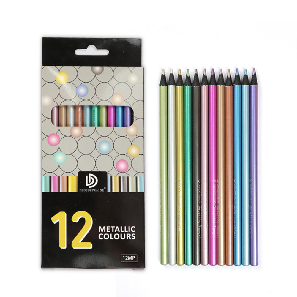 

12 Color Metallic Colored Pencils Drawing Sketching Set Painting Coloring Colour Pencils Profession Art Supplies For Artist