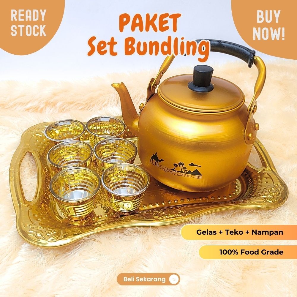 nampan arab set A lengkap dengan nampan teko dan gelas zam-zam