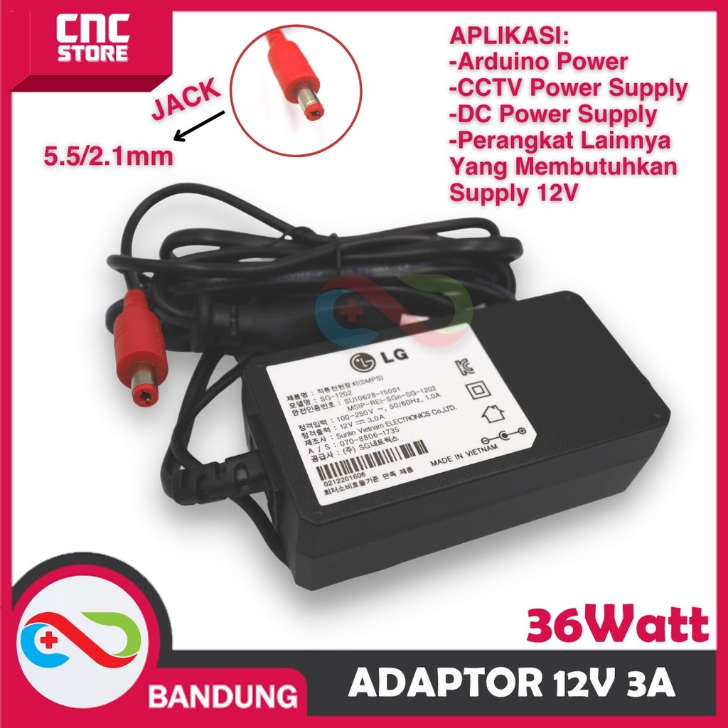 ADAPTOR 12V 3A MURNI 3A 36W