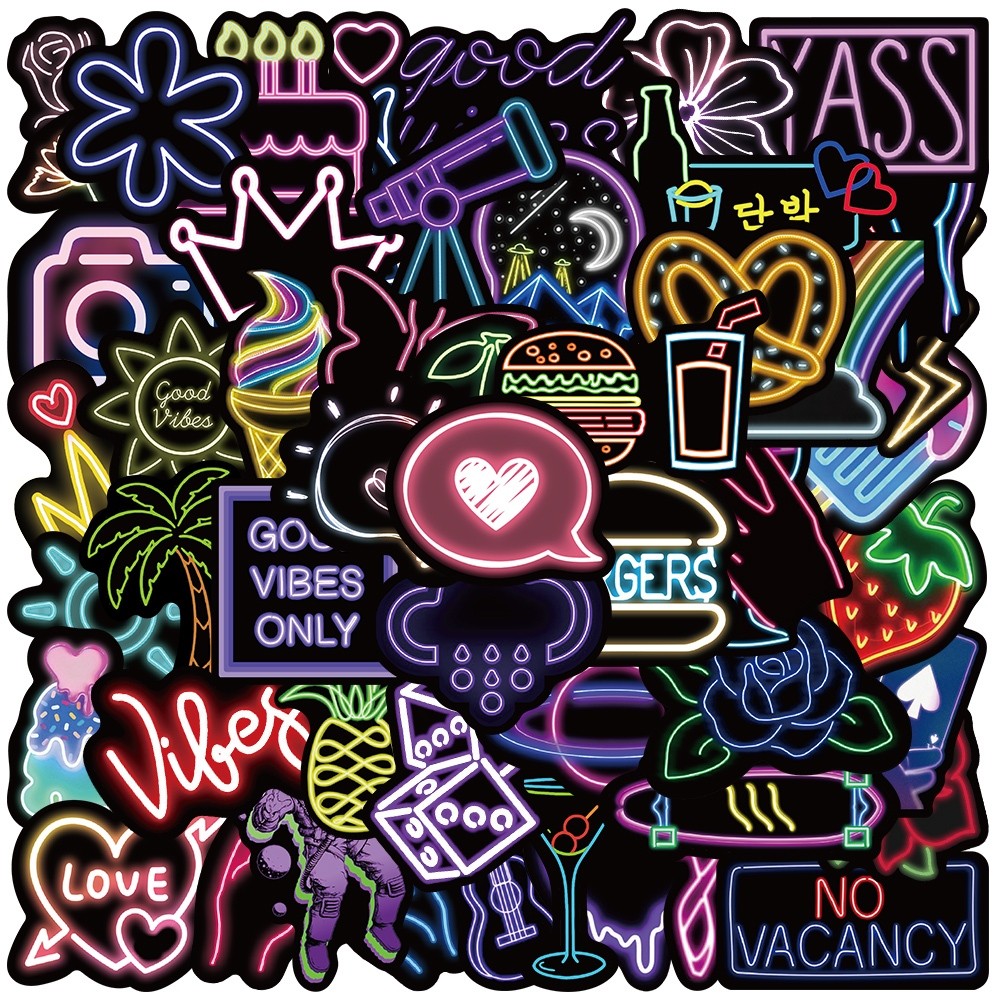 

Sticker Pack Lampu Neon Tren Warna-warni Untuk Buku Tempel/buku Harian/hp/dekorasi Laptop/sticker Helm Tahan Air Vinil/stiker Tablet Ponsel Stiker Tahan Air
