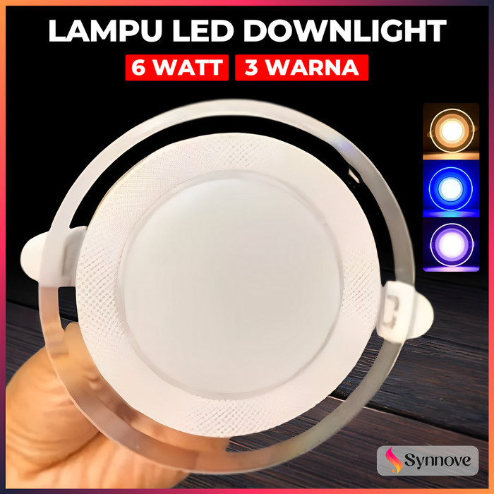 Lampu Downlight LED 6 Watt Cahaya Terang Lampu Plafon LED Lampu Downlight 3 Warna