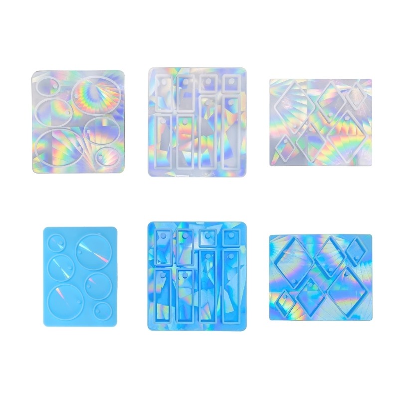 

Shimmering Holographic Ear Stud Earring Mold Oval Rectangle Rhombus Shape Earring Pendant Silicone Mold DIY Craft Tool