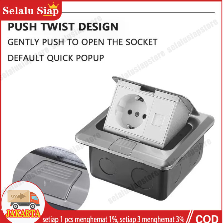 Stop Kontak Tanam Meja Soket pop-up 3lubang Desktop Tertanam Stopkontak Floor/Desk outlet