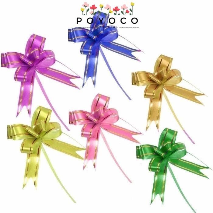 

POYOCO - (1pack) Pita Tarik Motif / Pita Serut Motif Garis Lis Emas isi 10pcs Dekorasi