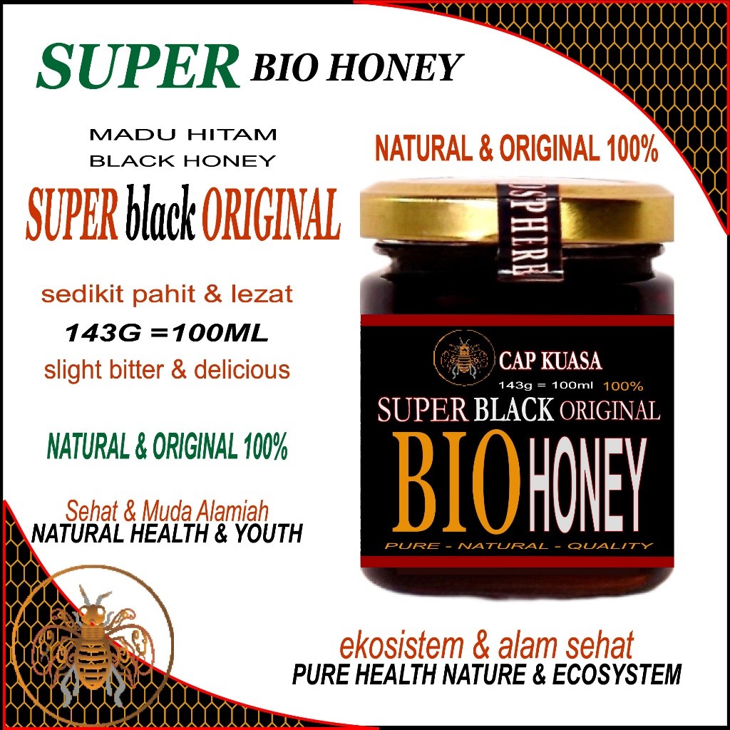 

SuryaSakti - MADU MURNI ASLI 100% SUPER BLACK BIO HONEY 100ML
