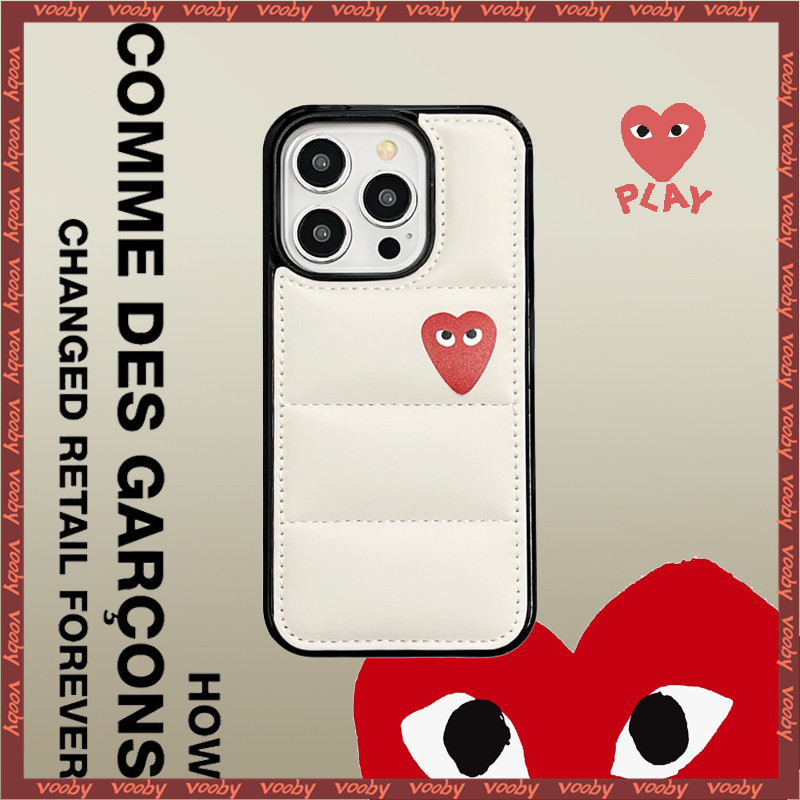 COMME des GARCONS CDG PLAY simple sign label Down jacket Phone Case Suitable for IPhone16 16PM 15 15