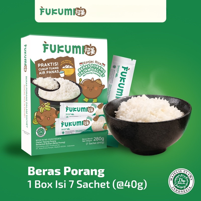 

FUKUMI Beras Porang Box Sachet - Shirataki/Konjac Rice Box 7 Sachet @40g