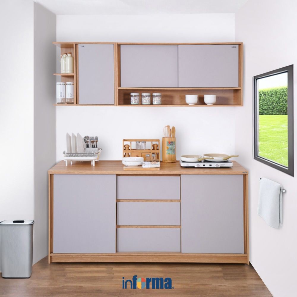 Informa 1.8 Mtr Palma Kitchen Set - Cokelat Taupe Lemari Kabinet Dapur Serbaguna Kitchen Storage Tem