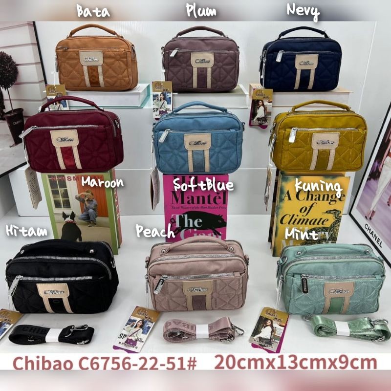 PROMO TAS ORI CHIBAO KANVAS 2in1 Selempang Jinjing CB6756-c-22 4Sleting