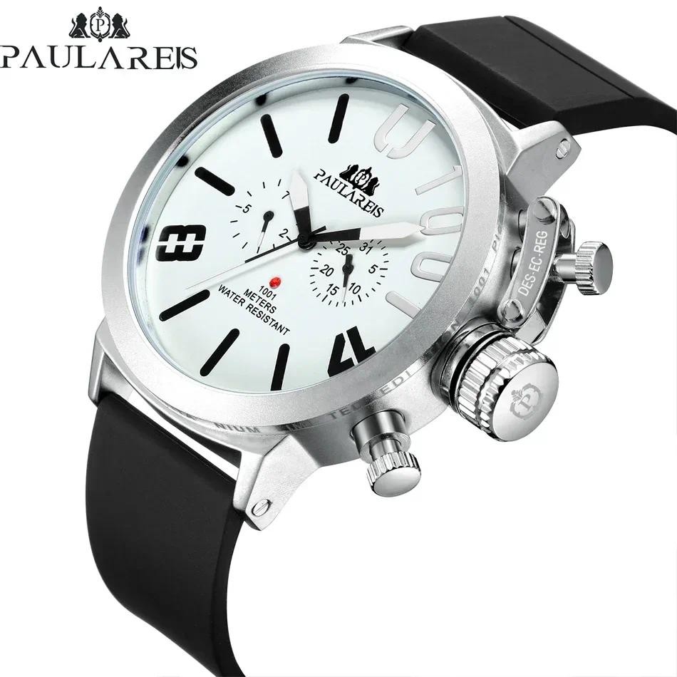 Automatic Watch for Men Mechanical Rubber Strap Black Silver Boat Case Orange Blue Yellow Classic U 