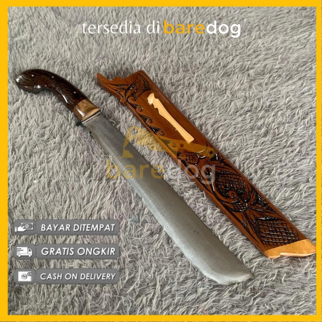 BAREDOG Baja Per Asli Pemotong Kayu Bambu Glk Ukir 30cm Fulltang Pisau Pancing Kayu