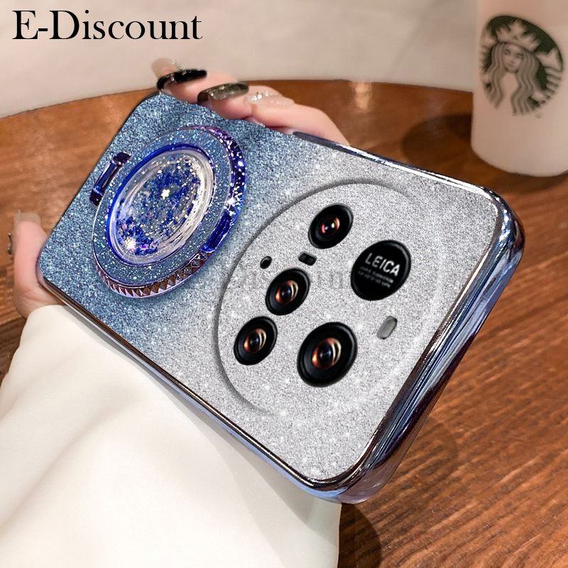 New Phone case Xiaomi 15 Ultra Back cover with Liquid Glitter Quicksand hourglass Stand Holder Luxur