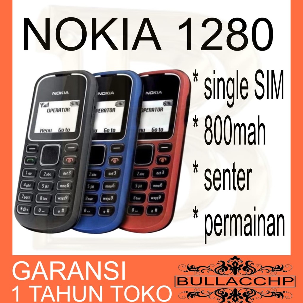 HP NOKIA 1280 (BARU) [GARANSI 1 TAHUN] Senter | HP Jadul Single SIM | Senter TERMURAH BAGUS NEW